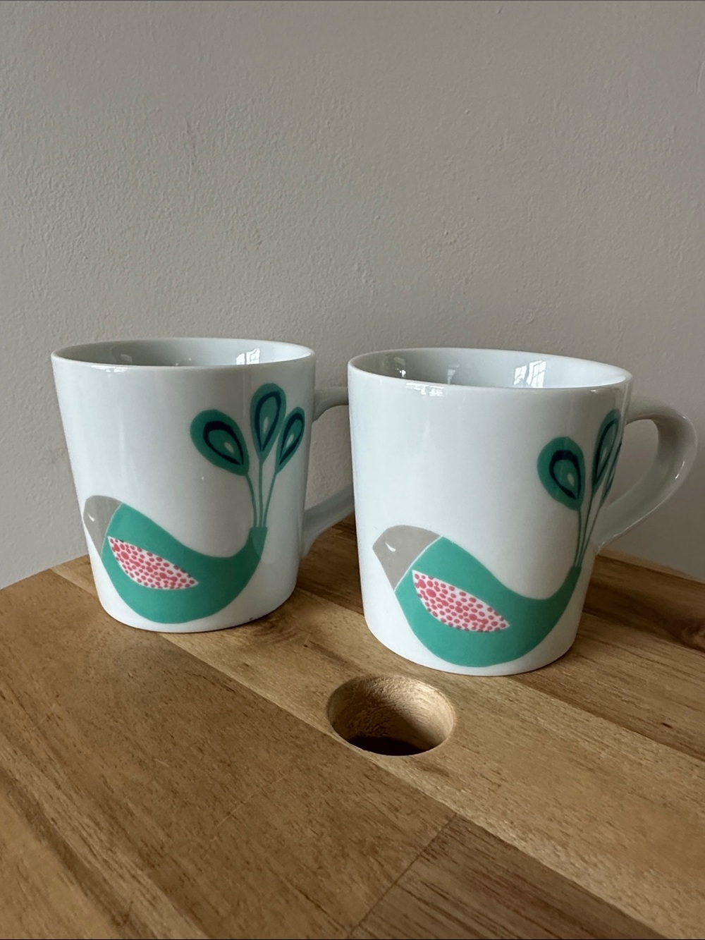 Crate & Barrel Retro Pigeon Small Mugs